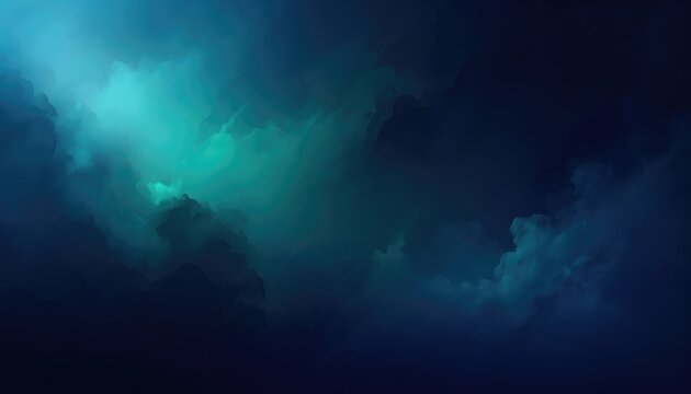 Abstract dark blue and teal smoke or cloud background.