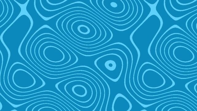 Blue abstract topographical liquid lines moving in a flowing pattern