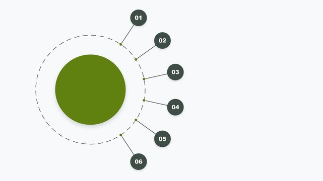 Infographic circle diagram with six numbered steps and circular points