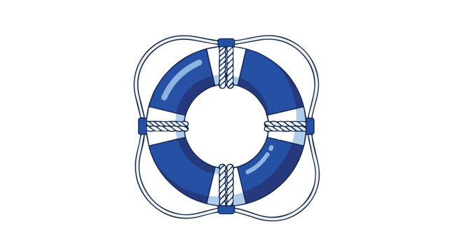 vivid life preserver ring with blue and white colors isolated on black background for safety and rescue themes