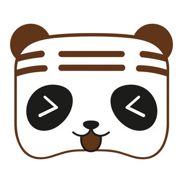 A cute cartoon panda face with brown ears and eyebrows on a white background.