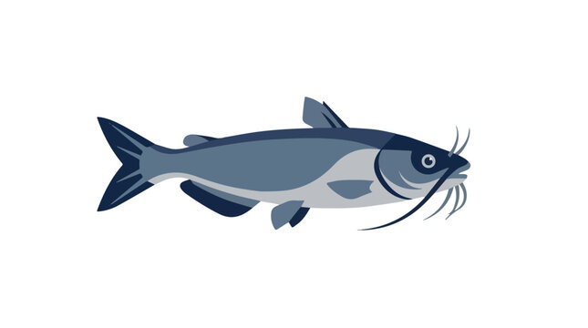Realistic blue and gray catfish swimming in water illustrating aquatic life and freshwater fish species