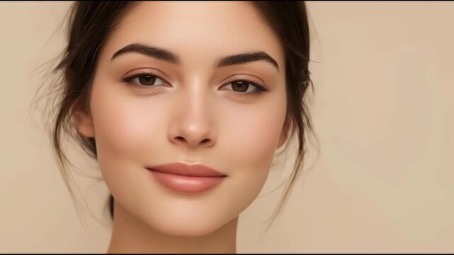 Female portrait close up face neutral background soft portrait young woman natural close up soft