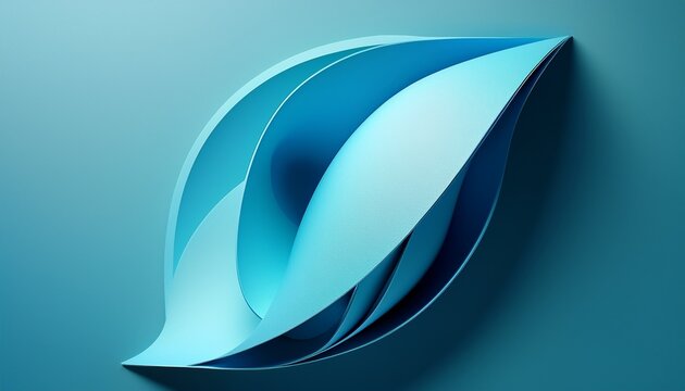 Abstract Light Blue Circular Paper Object With A Folded Corner Clean Modern Design