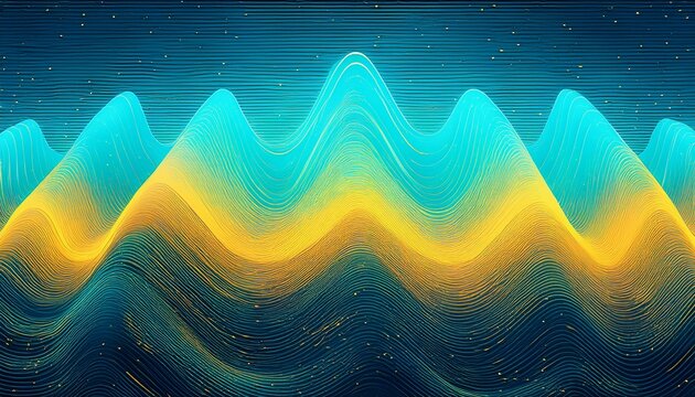 Abstract Glitch Texture With Teal Noise And Yellow Waveform Distortion