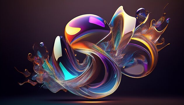 Abstract Glass Shapes Blend With Dispersion Effect D Render