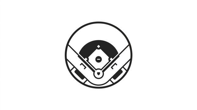 Baseball Field Icon Simple Outline Graphic.