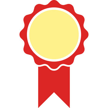 Award Ribbon Badge Icon Isolated on Transparent Background Flat Vector Illustration