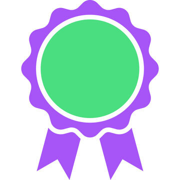 Award Ribbon Badge Icon Isolated on Transparent Background Flat Vector Illustration