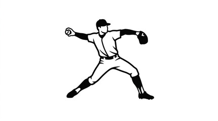 Obraz premium Baseball pitcher throwing a ball during a game.