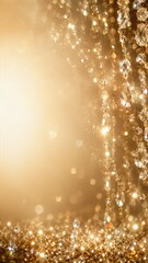 Obraz premium Crystal Strands on Shimmering Golden Bokeh Background