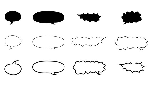 Speech bubbles and comic book text frames vector set