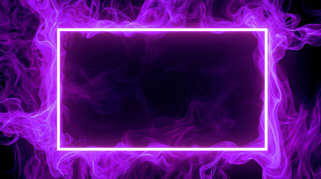 An intensely glowing white rectangle is surrounded by vibrant, ethereal purple smoke that drifts and curls around the illuminated frame.