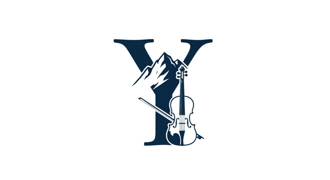 Elegant letter Y with violin and bow design.