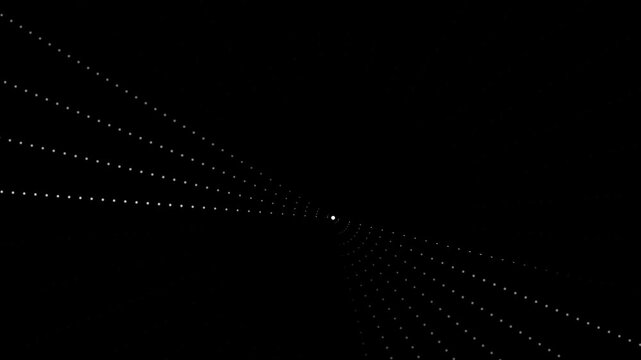 Dynamic motion of glowing dots in a swirling pattern