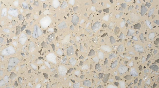 Textura de m&aacute;rmore terrazzo bege com fragmentos de pedra para design de interiores
