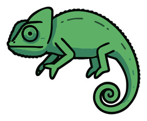 Fototapeta premium Chameleon jumping front view vector illustration. Generative AI