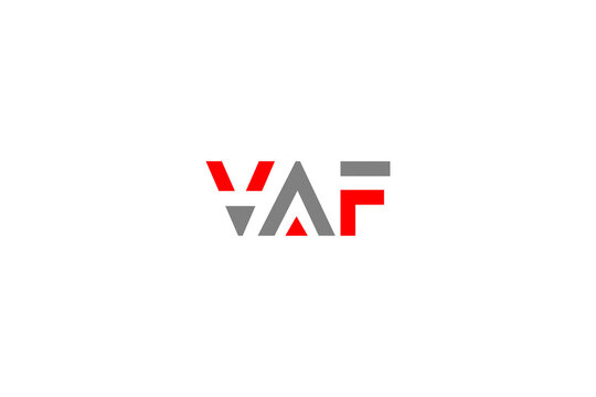 Minimalist VAF Letter Monogram Logo Template Geometric Red and Gray V A F Initial Vector Sign Graphic