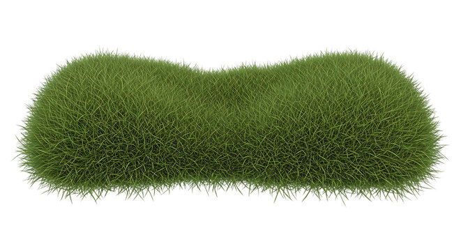 Green grass patch with detailed blades isolated on a black background a 3d rendered element lawn herbage foliage