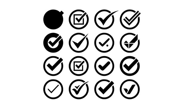 Checkmark icons vector collection with modern corporate tick button badges for web UI and app marketing design