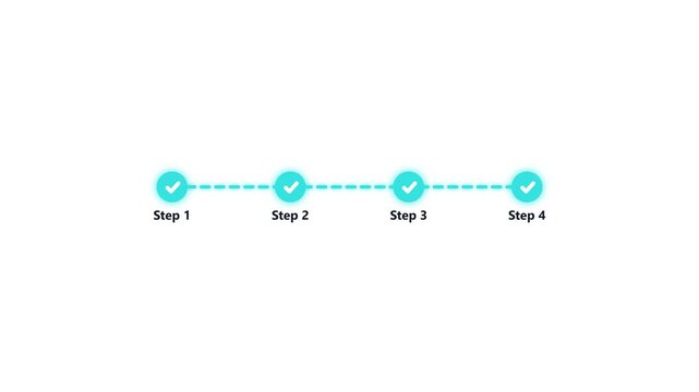 Progress steps timeline with blue checkmark icons for business process workflow