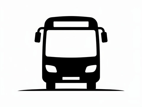 Minimalist black and white bus front view for urban transport design and city planning