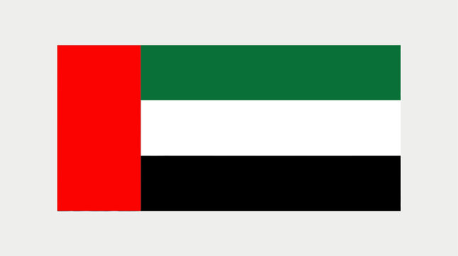 United Arab Emirates flag features a vertical red bar with horizontal green, white, and black bands.