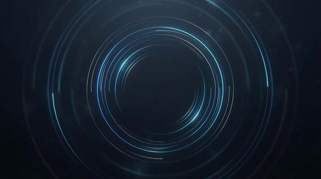 Abstract blue circle glow dark background futuristic digital ring motion graphic with light circle, glowing ring motion trail, seamless loop, circular wave technology pattern, neon line