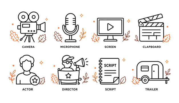 Film Production Role Icons Set.
