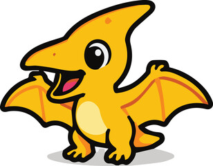 Cute Baby Pterodactyl Flying Dinosaur Cartoon Vector Illustration © DumbCasso