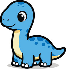 Cute Baby Brachiosaurus Long Neck Dinosaur Cartoon Vector © DumbCasso