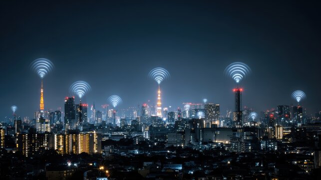 5G wireless network, high speed internet, cloud computing or connect diagram technology, Data storage, service, synchronize, online, financial, Connectivity global, smart city, ecommerce, facility