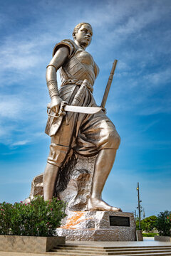 COTONOU, BENIN: The Amazon Monument (Monument Amazone), a 30-metre bronze-clad statue on the Esplanade des Amazones, honours the Mino &mdash; the all-female military regiment of the Kingdom of Dahomey