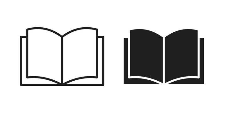 open book icon thin line pictograms group
