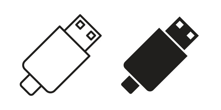 USB cable icon thin line pictograms group