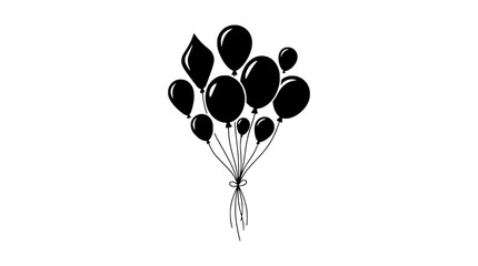 Bunch of black balloons tied with ribbon on white background, vector illustration © illustration vector