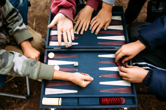 Kids playing game in the forest