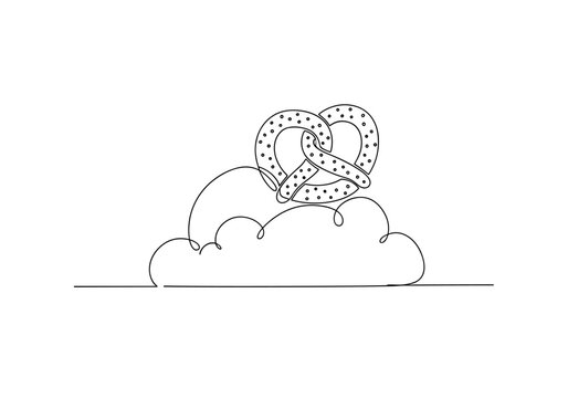 Salted pretzel resting on a fluffy cloud
