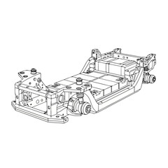 Naklejka premium Detailed mechanical engineering drawing of complex metal assembly