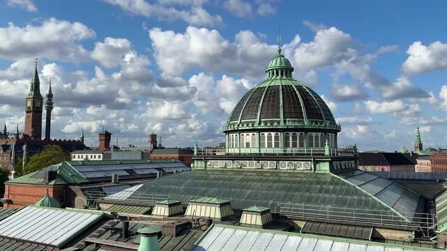 Panorama of Copenhagen city skyline, Denmark