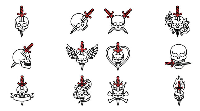 Skull Tattoo Designs Vector Set