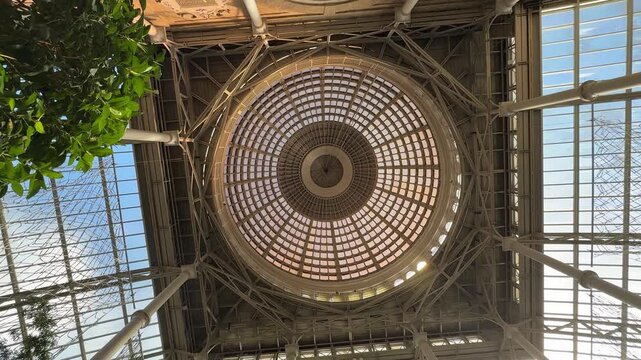 Top down view of Winter Garden glass dome at Ny Carlsberg Glyptotek, Copenhagen