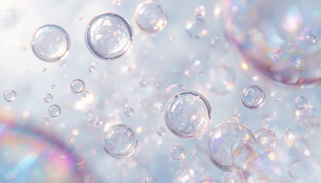Bubbles floating in clear liquid create a soft ethereal atmosphere that is perfect for minimalist backgrounds.