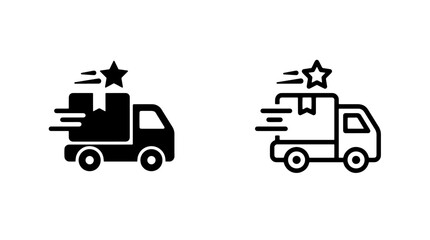 Obraz premium Fast delivery truck with speed lines and star icon set delivery shipping