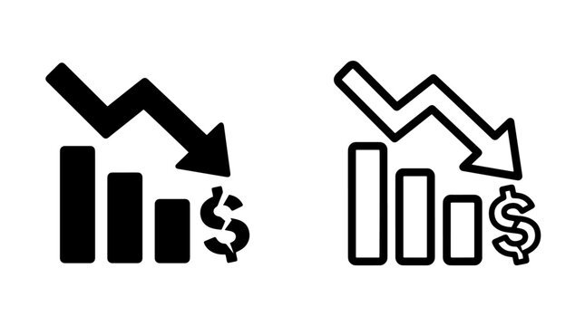 Financial decline chart with dollar sign financial business decrease
