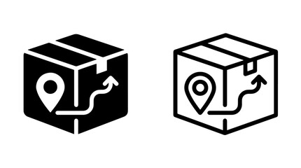 Delivery package icon set with location marker and shipping path vector © MdDelowar