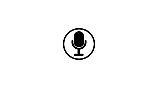 Black color microphone icon on the counter. White color background. rs_ 1678
