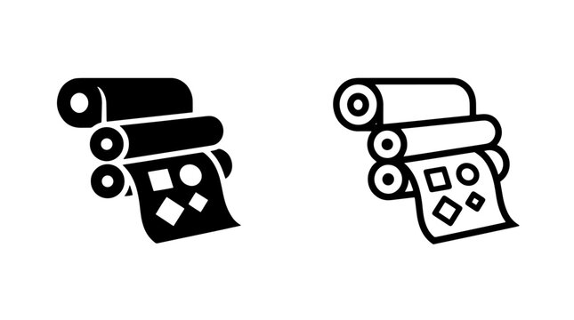 Printing press rollers and manufacturing process icons with printing
