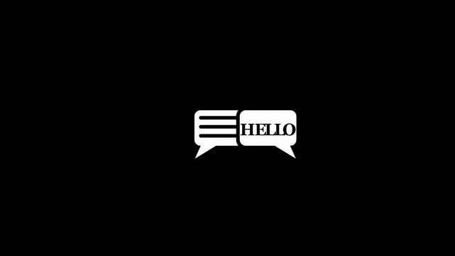 video animation speech bubble with hello text, on a transparent background with zero alpha channel
