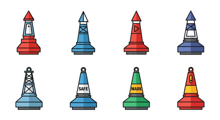 Set of colorful nautical maritime navigation buoys © anto